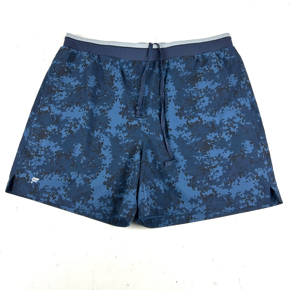Fabletics Shorts Mens XL 5" Lined Performance The Gym Shorts Blue Digital Camo